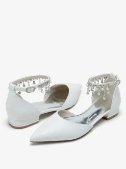 Chaussures De Mariée Chaussures Plates De Mariage En Cuir PU Bout Pointu