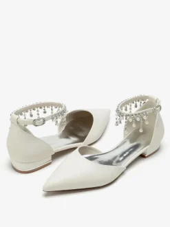 Chaussures De Mariée Chaussures Plates De Mariage En Cuir PU Bout Pointu