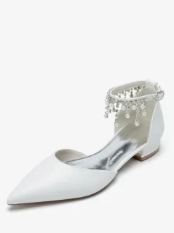 Chaussures De Mariée Chaussures Plates De Mariage En Cuir PU Bout Pointu