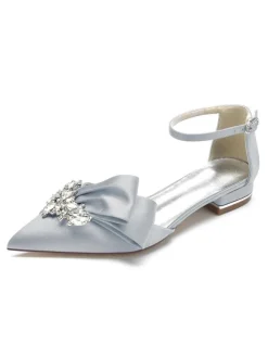 Chaussures de Mariée Femme à Plate en Cuir Synthétique avec Bout Pointu Unicolore