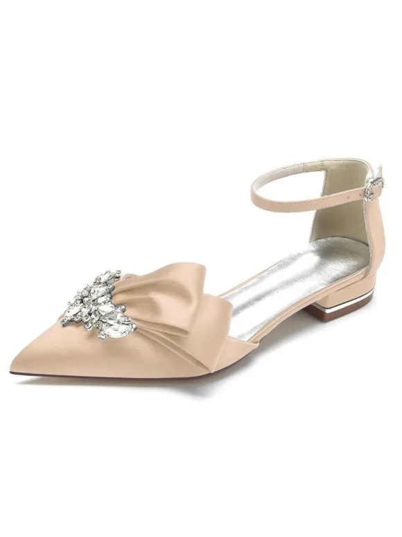 Chaussures de Mariée Femme à Plate en Cuir Synthétique avec Bout Pointu Unicolore