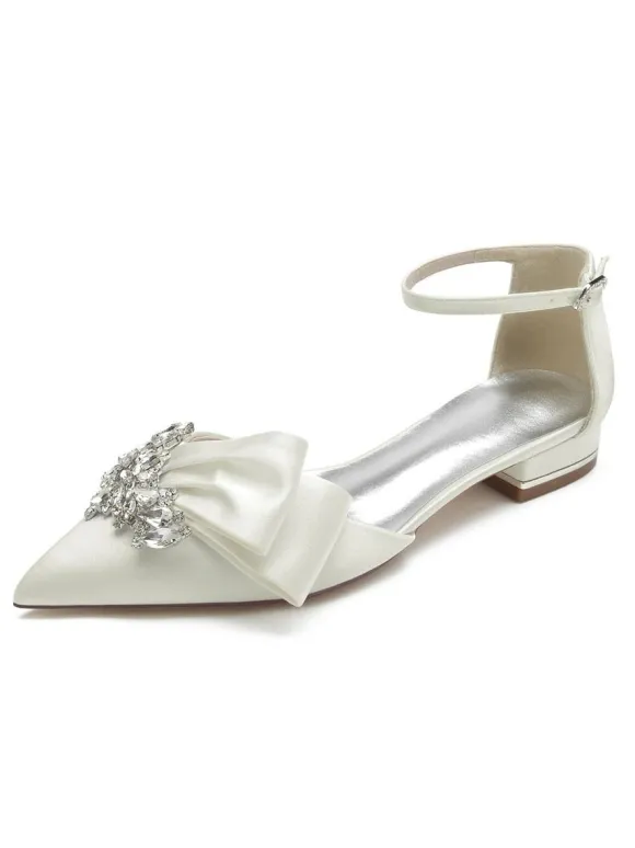 Chaussures de Mariée Femme à Plate en Cuir Synthétique avec Bout Pointu Unicolore