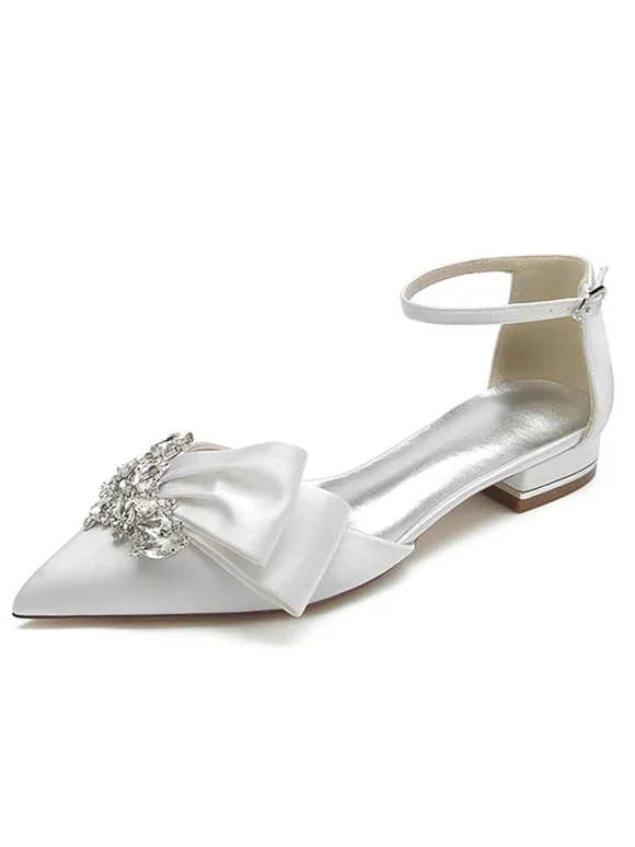 Chaussures de Mariée Femme à Plate en Cuir Synthétique avec Bout Pointu Unicolore