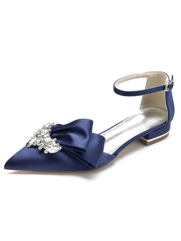 Chaussures de Mariée Femme à Plate en Cuir Synthétique avec Bout Pointu Unicolore
