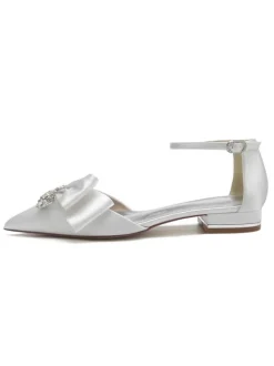 Chaussures de Mariée Femme à Plate en Cuir Synthétique avec Bout Pointu Unicolore