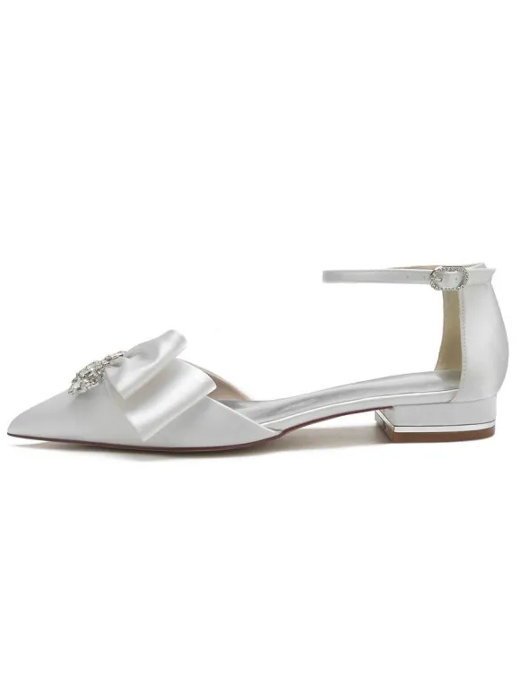 Chaussures de Mariée Femme à Plate en Cuir Synthétique avec Bout Pointu Unicolore