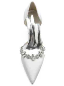 Chaussures de Mariée Femme à Talons Hauts en Cuir Synthétique avec Bout Pointu Unicolore