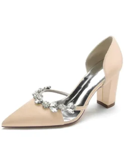 Chaussures de Mariée Femme à Talons Hauts en Cuir Synthétique avec Bout Pointu Unicolore