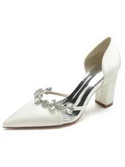 Chaussures de Mariée Femme à Talons Hauts en Cuir Synthétique avec Bout Pointu Unicolore