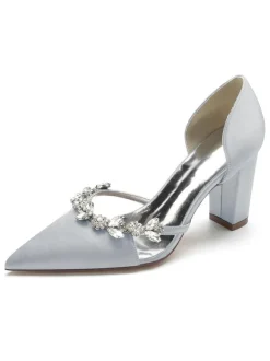 Chaussures de Mariée Femme à Talons Hauts en Cuir Synthétique avec Bout Pointu Unicolore