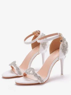 Chaussures de Mariée Femme avec Bout Ouvert à Talons Hauts Unicolore