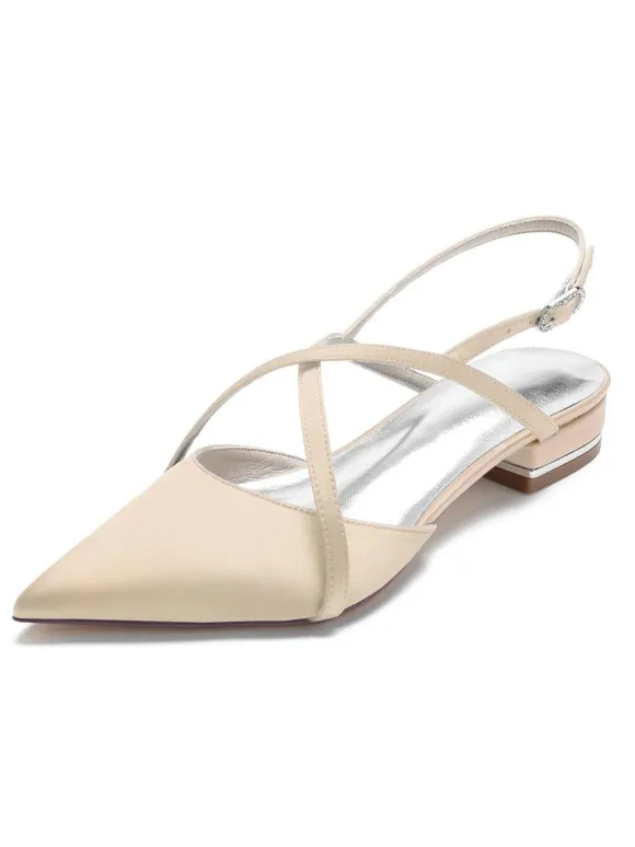Chaussures de Mariée Femme à Plate avec Bout Pointu Unicolore
