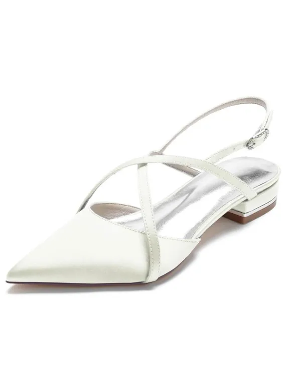 Chaussures de Mariée Femme à Plate avec Bout Pointu Unicolore
