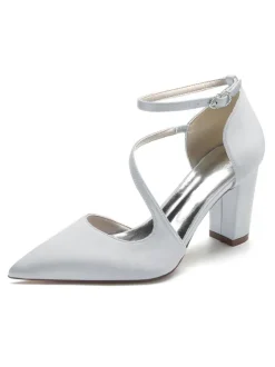 Chaussures de Mariée Femme à Talons Hauts en Cuir Synthétique avec Bout Pointu Unicolore
