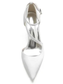Chaussures de Mariée Femme à Talons Hauts en Cuir Synthétique avec Bout Pointu Unicolore