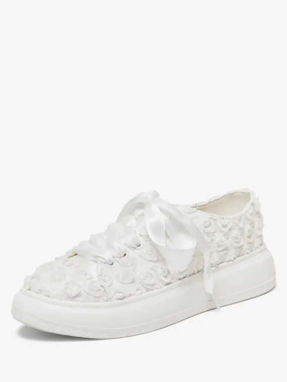 Chaussures de mariée femme mariage en dentelle à bout rond