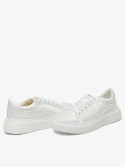 Chaussures de mariée femme mariage en dentelle à bout rond