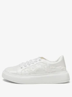 Chaussures de mariée femme mariage en dentelle à bout rond