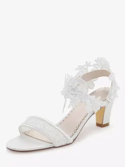 Chaussures de mariée ivoire à lacets bout ouvert et talon compensé