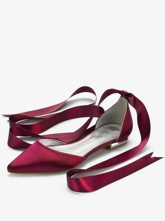 Chaussures de mariée plates ivoire à lacets bout pointu