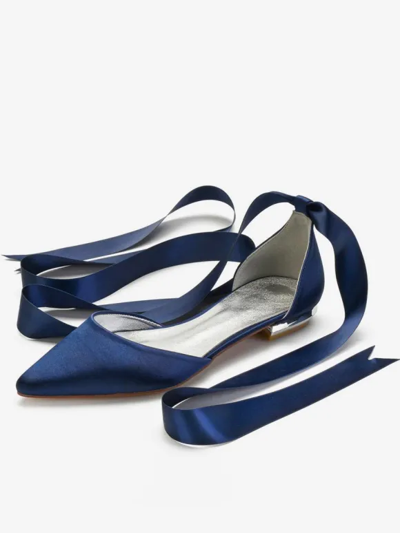 Chaussures de mariée plates ivoire à lacets bout pointu