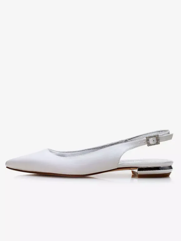 Chaussures de mariée plate blanche en soie de satin chaussures de mariage