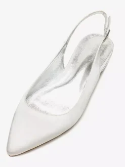 Chaussures de mariée plate blanche en soie de satin chaussures de mariage