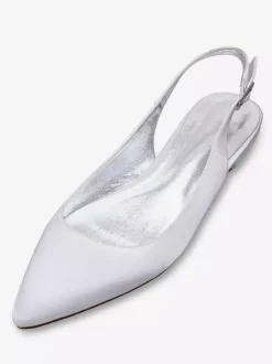 Chaussures de mariée plate blanche en soie de satin chaussures de mariage