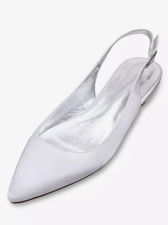 Chaussures de mariée plate blanche en soie de satin chaussures de mariage