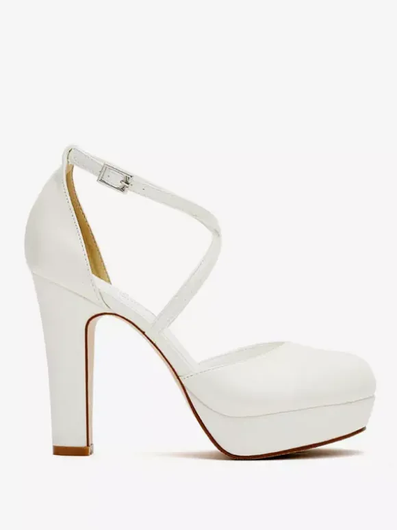 Chaussures de mariée plateforme talon haut boucle réglable