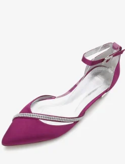 Chaussures de mariée plate argent en soie de satin chaussures de mariage