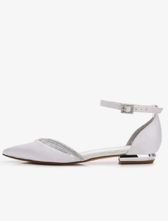 Chaussures de mariée plate argent en soie de satin chaussures de mariage