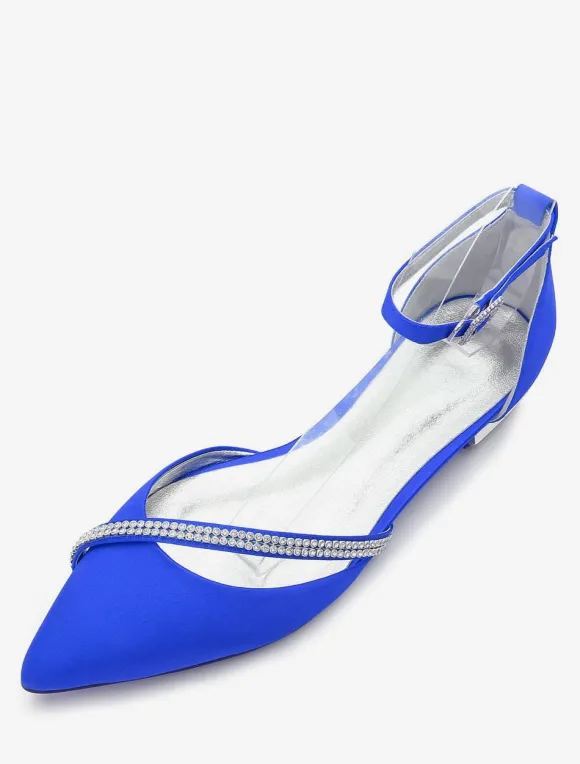 Chaussures de mariée plate argent en soie de satin chaussures de mariage