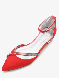 Chaussures de mariée plate argent en soie de satin chaussures de mariage