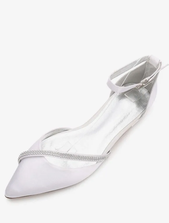 Chaussures de mariée plate argent en soie de satin chaussures de mariage