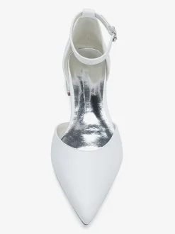 Chaussures De Mariée Simple Ballerines De Mariée En Cuir PU Bout Pointu Chaussures De Mariage Femme