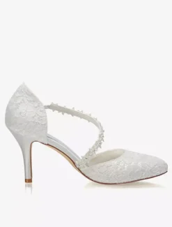 Chaussures de mariée talon haut bout pointu ivoire