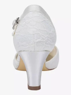 Chaussures de mariée talon épais en dentelle