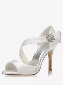 Chaussures de mariée talon haut sandales mariage en satin