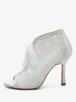Chaussures De Mariée Transparentes Dentelle Blanches Découpé Sandales De Mariage