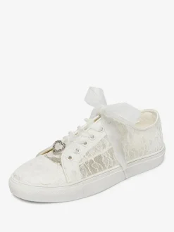 Chaussures De Mariée Transparentes Femmes C艙ur En Métal Toile Baskets Mariage