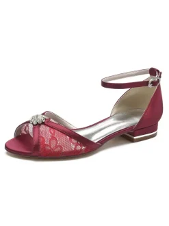 Chaussures de Mariée Transparentes en Dentelle Femme Mariage Bout Ouvert