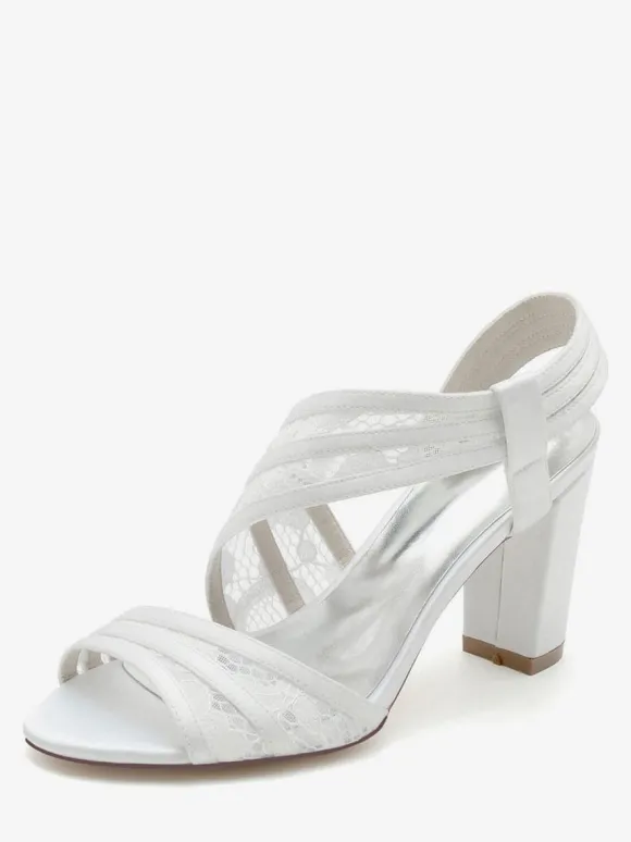 Chaussures de Mariées Femme avec Bout Ouvert Unicolore
