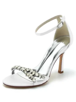 Chaussures de Mariées Femme à Talons Hauts avec Bout Ouvert Unicolore