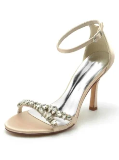 Chaussures de Mariées Femme à Talons Hauts avec Bout Ouvert Unicolore