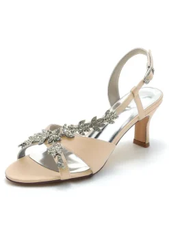 Chaussures de Mariés à Talons Hauts avec Bout Ouvert en Cuir Synthétique Unicolore