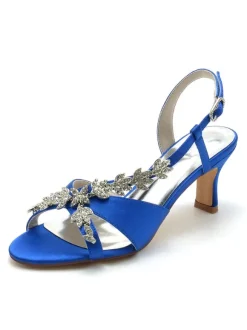 Chaussures de Mariés à Talons Hauts avec Bout Ouvert en Cuir Synthétique Unicolore