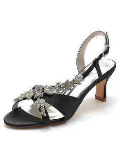 Chaussures de Mariés à Talons Hauts avec Bout Ouvert en Cuir Synthétique Unicolore