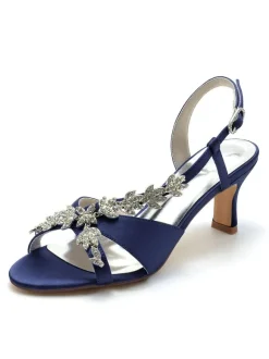 Chaussures de Mariés à Talons Hauts avec Bout Ouvert en Cuir Synthétique Unicolore