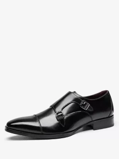 Chaussures de moine pour hommes chaussures de qualité à bout carré avec boucle et sangle de moine chaussures de bal et de mariage